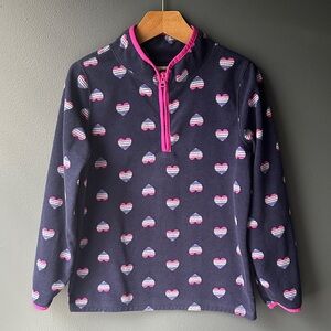 OshKosh B'gosh girls Fleece jacket navy blue with Striped Hearts size 10 girls